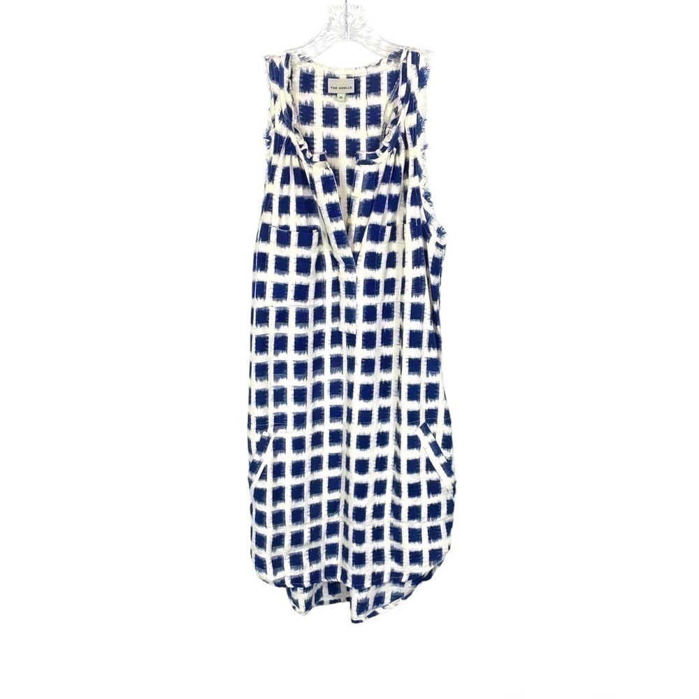 Navy and White Checkered Sleeveless Dress